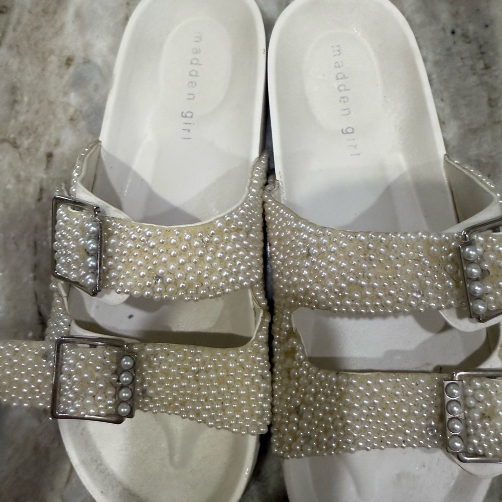 Madden Girl Cream Studded Sandals
